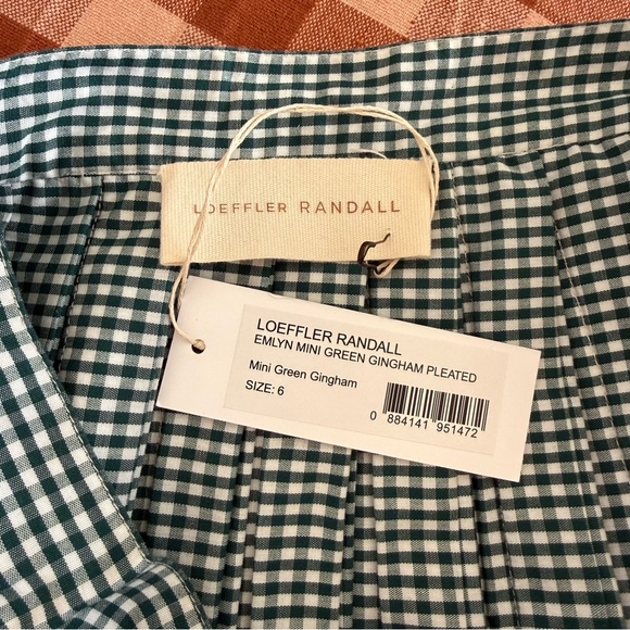 Loeffler Randall Emlyn Midi Skirt - Green Gingham / US 6 - Picture 7 of 9
